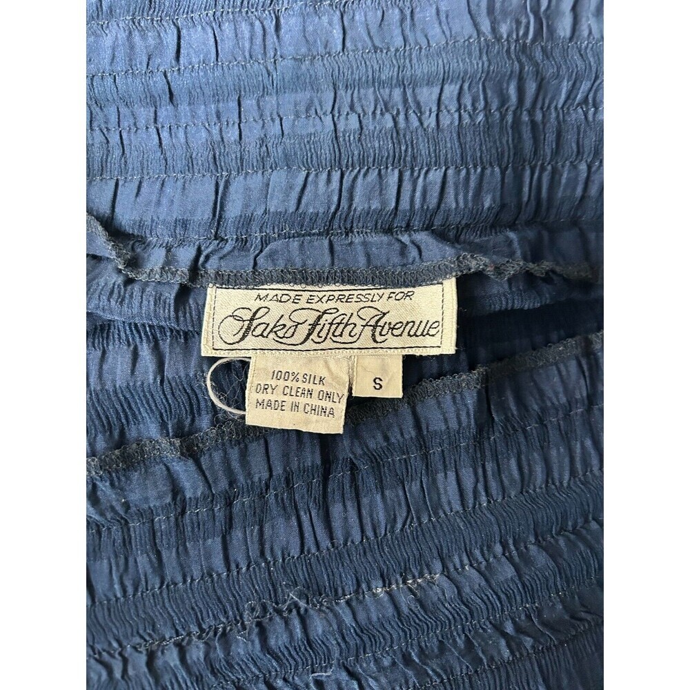 Women's Saks Fifth Ave. Blue Silk Elastic Waist Midi BOHO Skirt Size S Fits XL - Picture 8 of 8